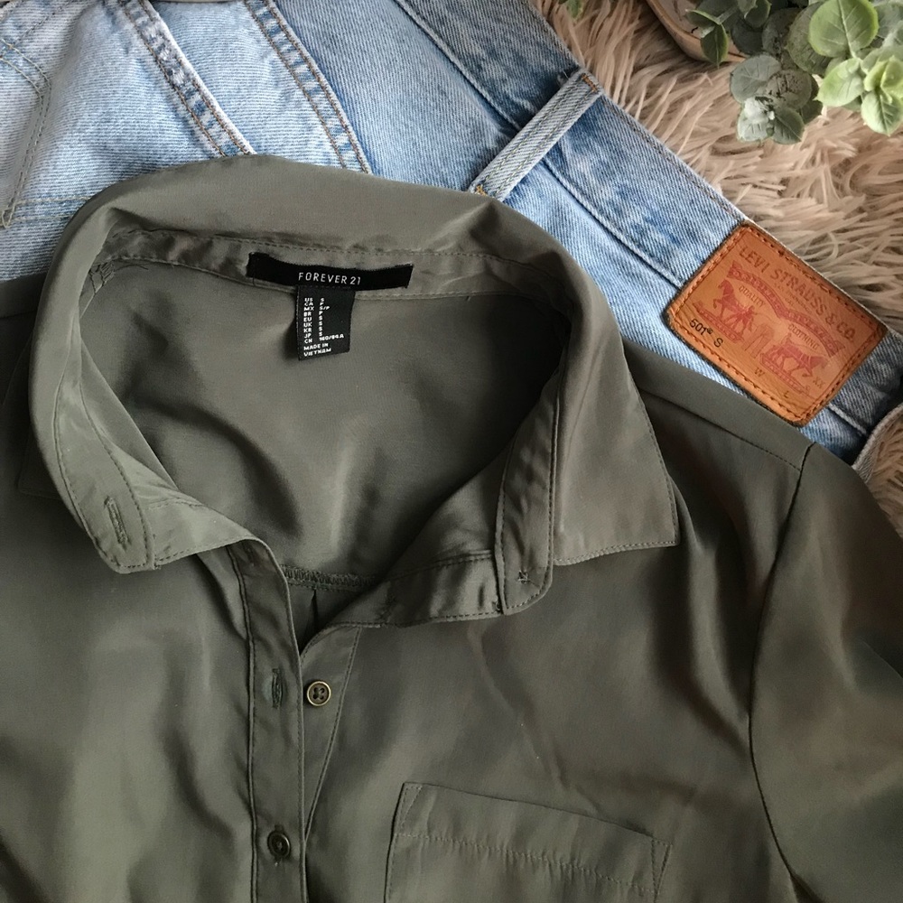 Olive Green Silky Tunic/ Dress